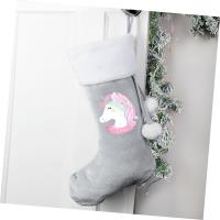 Personalised Unicorn Luxury Silver Grey Christmas Stocking Extra Image 1 Preview